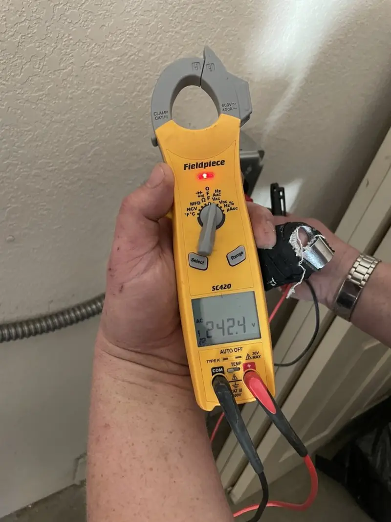 Voltage testing with clamp meter during Hot Tub / Pool Electrical Wiring in Mount Hermon
